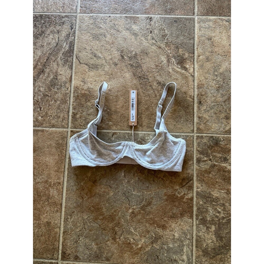 Skims Cotton Logo Demi Bra Size 30B Light Heather Grey